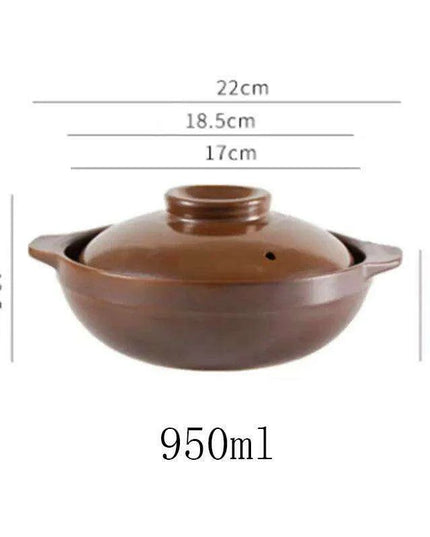 Artisan Earthenware Casserole Pot with Ergonomic Handle - Choose Between 650ml & 900ml for Rice, Noodles, Porridge, and Soups
