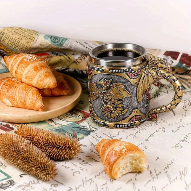 Steampunk Dragon Adventure Stainless Steel Mug - Exceptional Father's Day Present