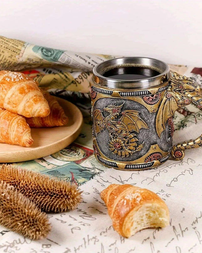 Steampunk Dragon Adventure Stainless Steel Mug - Exceptional Father's Day Present
