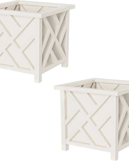 Chic White Lattice Planter Set for an Exquisite Outdoor Transformation