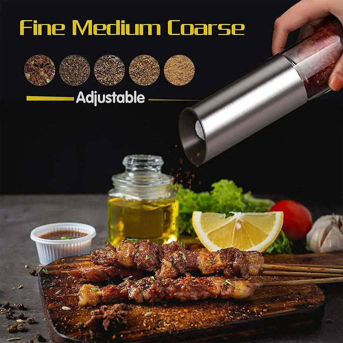 Electric Gravity Salt and Pepper Mill Set - Stylish USB Rechargeable Spice Grinders