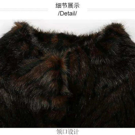 Elegant Striped Faux Mink Fur Winter Coat