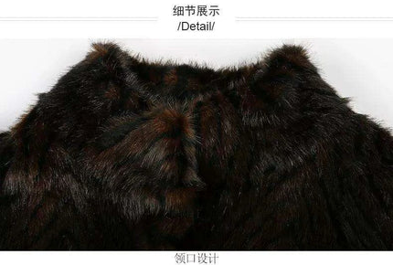 Elegant Striped Faux Mink Fur Winter Coat