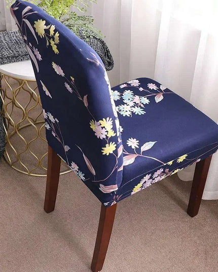 Chic Dark Blue Floral Slipcover for Nordic-Inspired Chairs