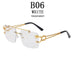 Retro Wood Grain Square Rimless Sunglasses with UV Protection