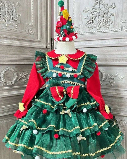 Enchanted Winter Velvet Princess Dress for Girls with Elegant Layered Design