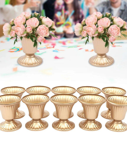 Elegant Golden Trumpet Vase Collection - Exquisite Floral Arrangement for Celebrations