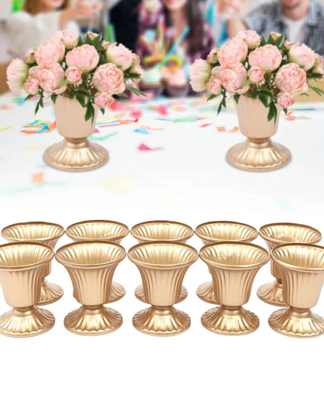 Elegant Golden Trumpet Vase Collection - Exquisite Floral Arrangement for Celebrations