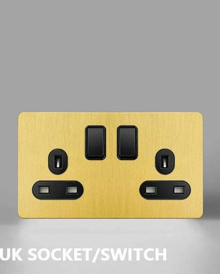 Luxurious Gold Dimmer Switch Set with USB Charging Port - Perfect for French/EU Plugs