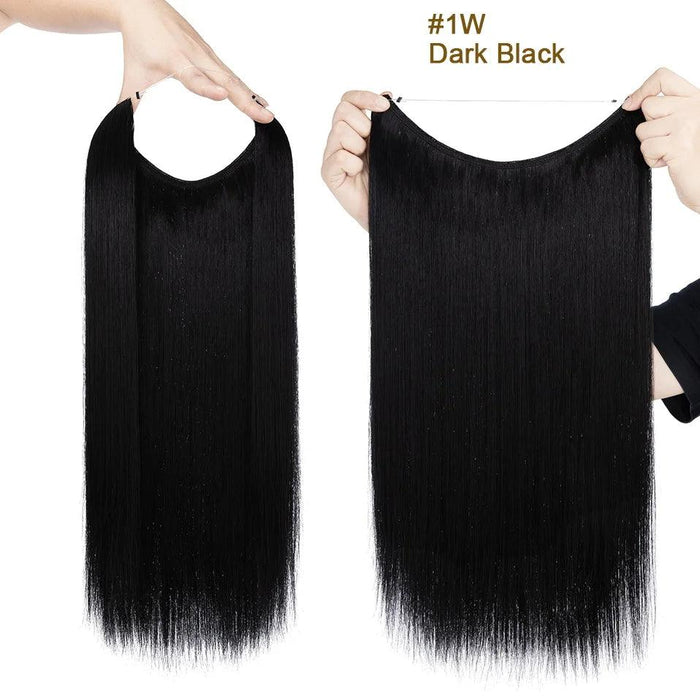 20-Inch Versatile Adjustable Invisible Wire Hair Extensions - Curly and Sleek Options