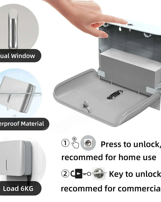 Wall-Mounted Key-Lock Paper Towel Dispenser with 200 Capacity