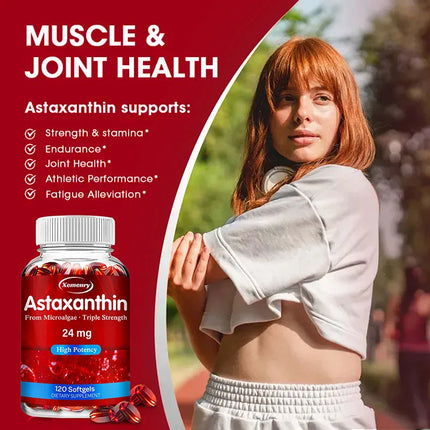 Xemenry Astaxanthin 24mg Triple Strength Softgels — High Potency Microalgae Antioxidant Supplement