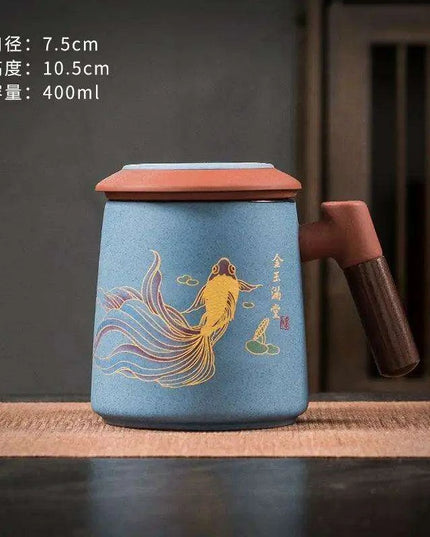 Sophisticated Purple Clay Travel Tea Mug Set with Infuser and Lid - 400ml for Office and Leisure