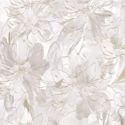 3D Abstract Feather & Flower Mural Wallpaper — Custom Size