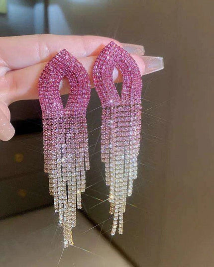 Vibrant Heart-Shaped Crystal Drop Earrings - Dazzling Rhinestone Statement Jewelry for Women with Bold Oversized Charm