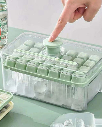 30-Grid Push-Button Ice Cube Tray - BPA-Free Lidded Mold for Quick Ice Release