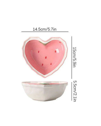 Strawberry Delight Dining Ensemble: Bowl, Spoon, and Plate Set