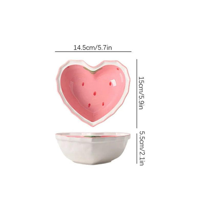 Strawberry Delight Dining Ensemble: Bowl, Spoon, and Plate Set