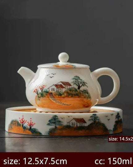 Artisan Xishi Tea Experience: Exquisite Hand-Painted Teapot Set with Premium Filter