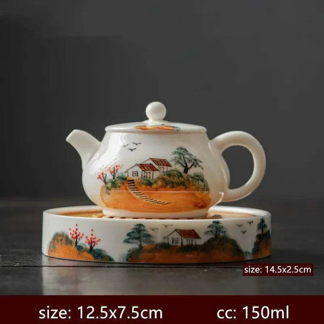 Artisan Xishi Tea Experience: Exquisite Hand-Painted Teapot Set with Premium Filter