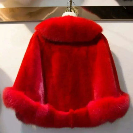 Bohemian Elegance Faux Fur Poncho - Cozy Winter Cape