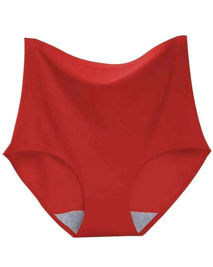 Chic Plus Size High Waist Ice Silk Seamless Briefs for Women - Shaping Underwear with Abdomen and Hip Enhancing Features