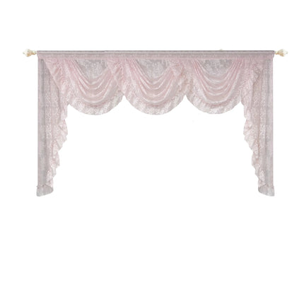 Pink Flower Ripple Sheer Lace Curtain Valance – Rod Pocket, Custom Width