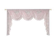Pink Flower Ripple Sheer Lace Curtain Valance – Rod Pocket, Custom Width