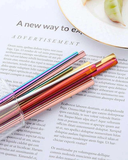 Sleek and Sturdy Stainless Steel Chopsticks - Ergonomic Non-Slip Grip for Sushi and Asian Cuisine