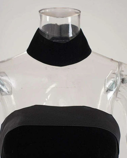 Strapless High Waist Velvet Pleated Evening Gown for Women