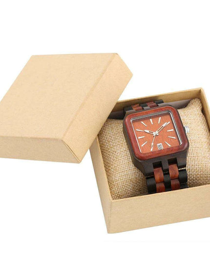 Eco-Conscious Style: Men's Artisan Wooden Quartz Watch with Vibrant Multicolor Band