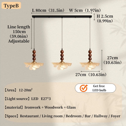 Vintage Flower Pendant Light with Bead Decoration — E27, 60W