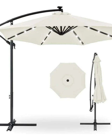 Solar-Powered 10ft LED Hanging Market Umbrella for Outdoor Spaces