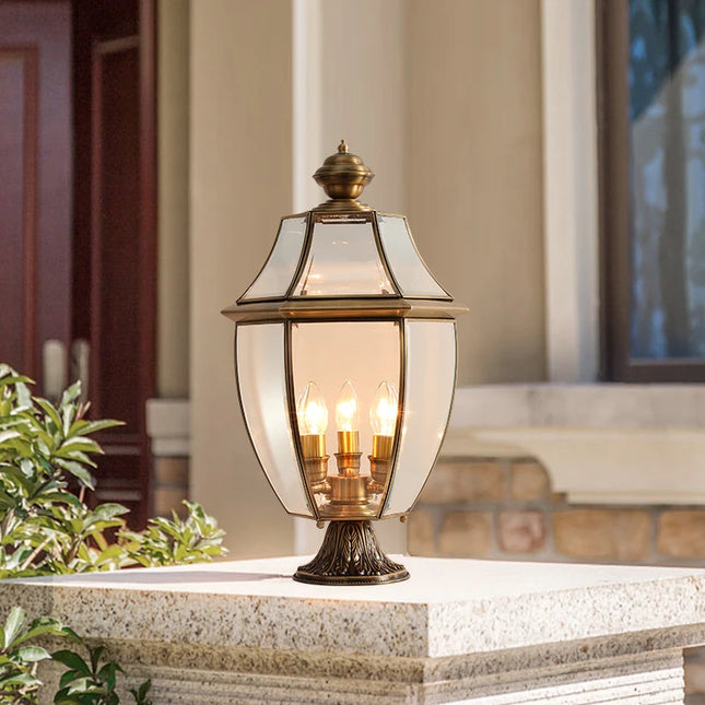 SOFITY IP65 Waterproof Retro Brass Garden Post Lamp - LED Patio Light