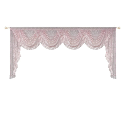 Pink Flower Ripple Sheer Lace Curtain Valance – Rod Pocket, Custom Width