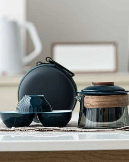 Zen Tea Ritual Travel Kit - Elegant Teapot, Cups, and Bowl Set for Tea Lovers on the Go