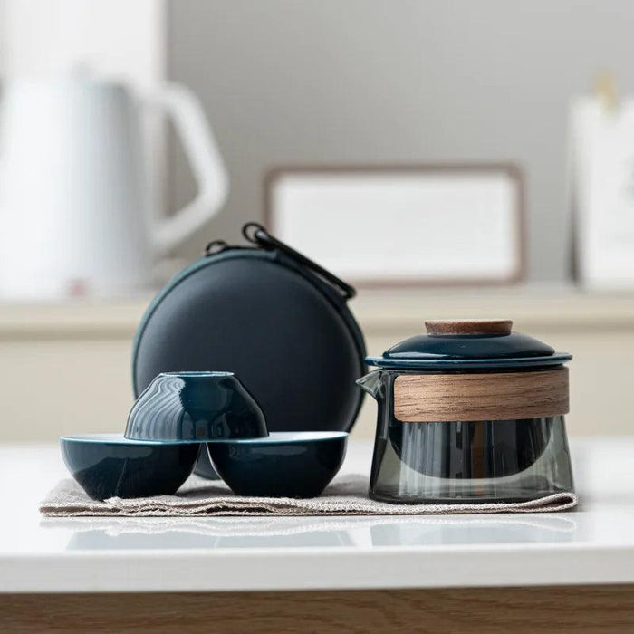 Zen Tea Ritual Travel Kit - Elegant Teapot, Cups, and Bowl Set for Tea Lovers on the Go