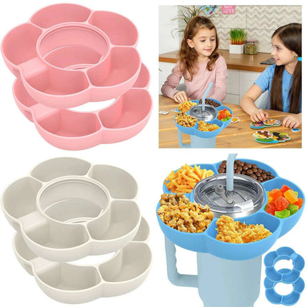Versatile 5-Compartment Silicone Snack Bowl Set for 40oz Insulated Tumblers