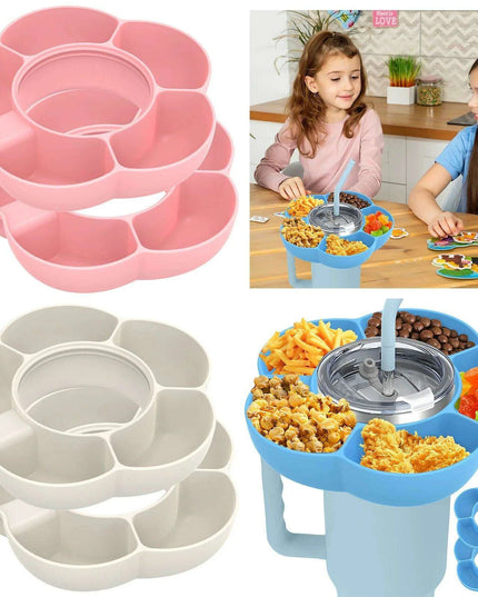 Versatile 5-Compartment Silicone Snack Bowl Set for 40oz Insulated Tumblers