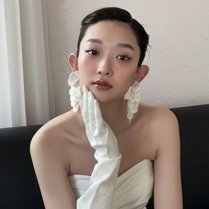 Honeypotson SU-SU Natural Shell Pink Long Round Earrings - Stylish & E