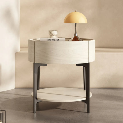 Artisanique Multifunctional Industrial Nightstand with Storage Drawer