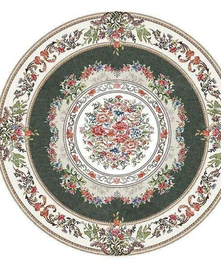 Vintage European Round Plush Area Rug - Soft, Washable Carpet for Cozy Spaces