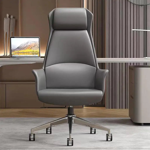 Luxurious Ergonomic Leather Office Chair with Swivel Function and Reclining Feature