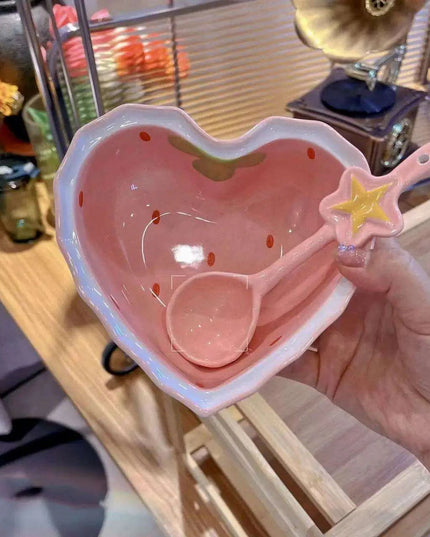Charming Strawberry Bliss Ceramic Noodle Bowl Collection