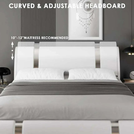 Modern Adjustable Curved Headboard Stainless Steel Bed Frame