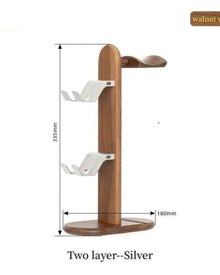 Elegant Walnut Gaming Controller Dock with Headphone Holder