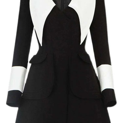 A-Line Summer Office Dress with Stylish Lapels and Functional Pockets