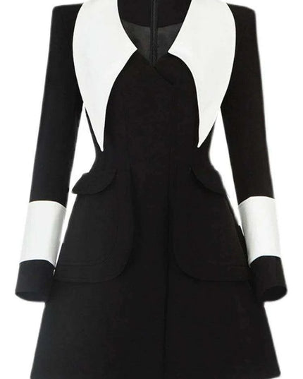 A-Line Summer Office Dress with Stylish Lapels and Functional Pockets