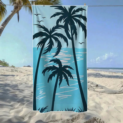 A20MaoX Blue Tone Palm Tree Beach Towel - Soft Quick-Dry Microfiber