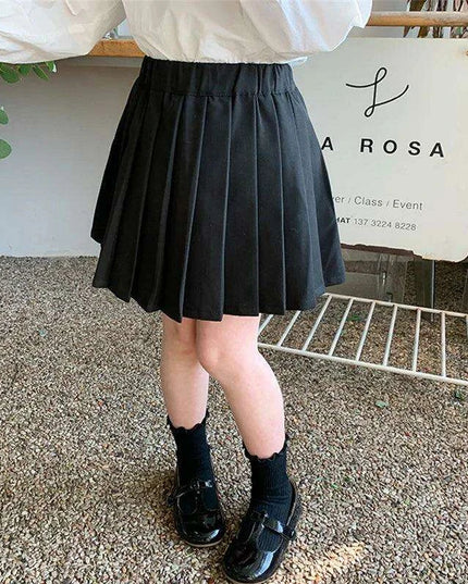 Elegant White Blouse and Chic Black Pleated Skirt for Little Girls